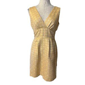 J Crew Silk Cotton Gold Yellow Dress 6 Stretch Career Church Party Wedding Date
